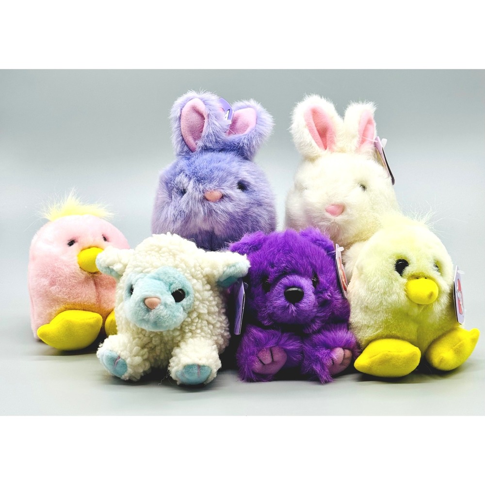 Puffkins Easter Plush Spring Collection 1997‎ Chirps Bluebelle Peeps Lot of 6